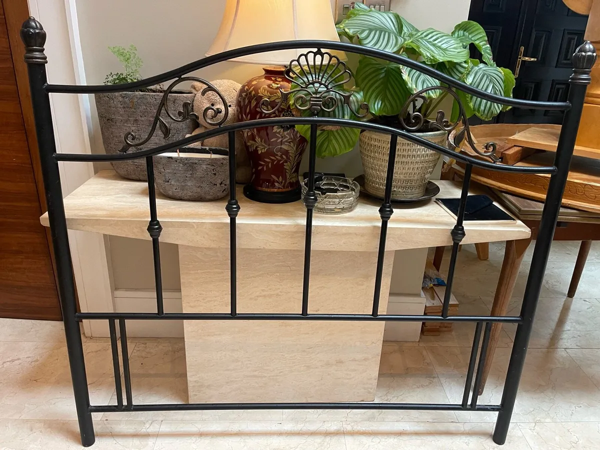 Black & Gold 4 Ft 6” Metal Double Headboard