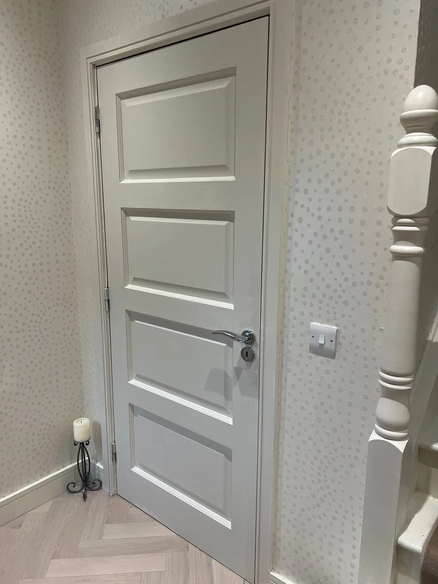 Seventeen 4 panel painted doors for sale. - Image 1