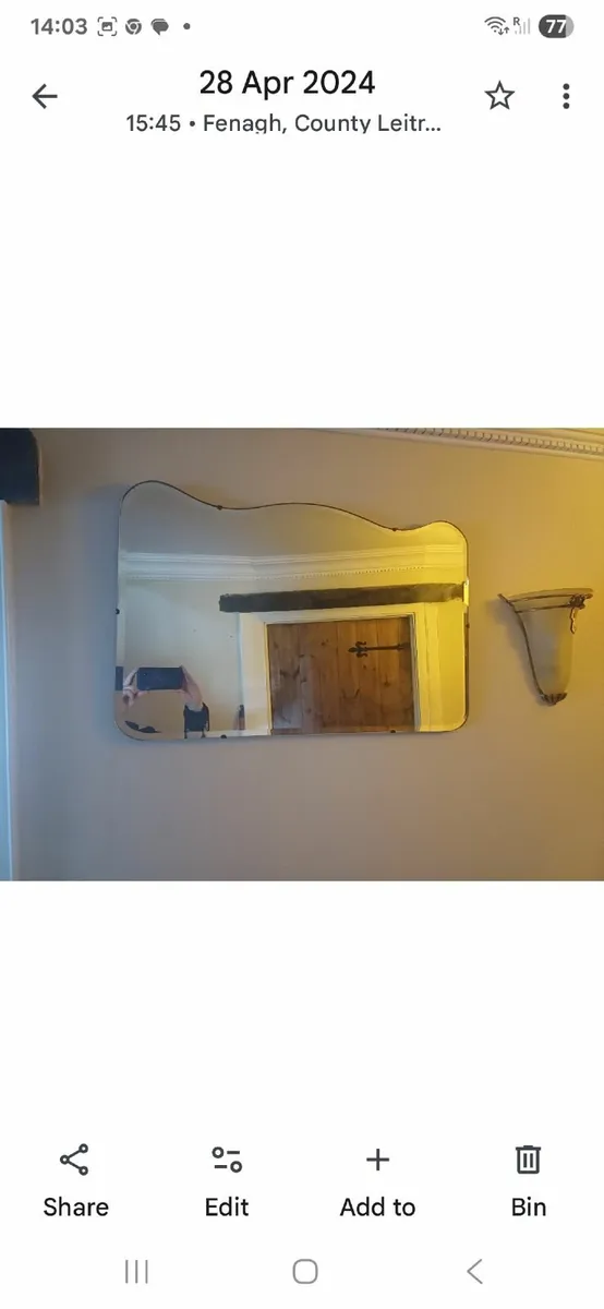 vintage bevelled mirror - Image 1