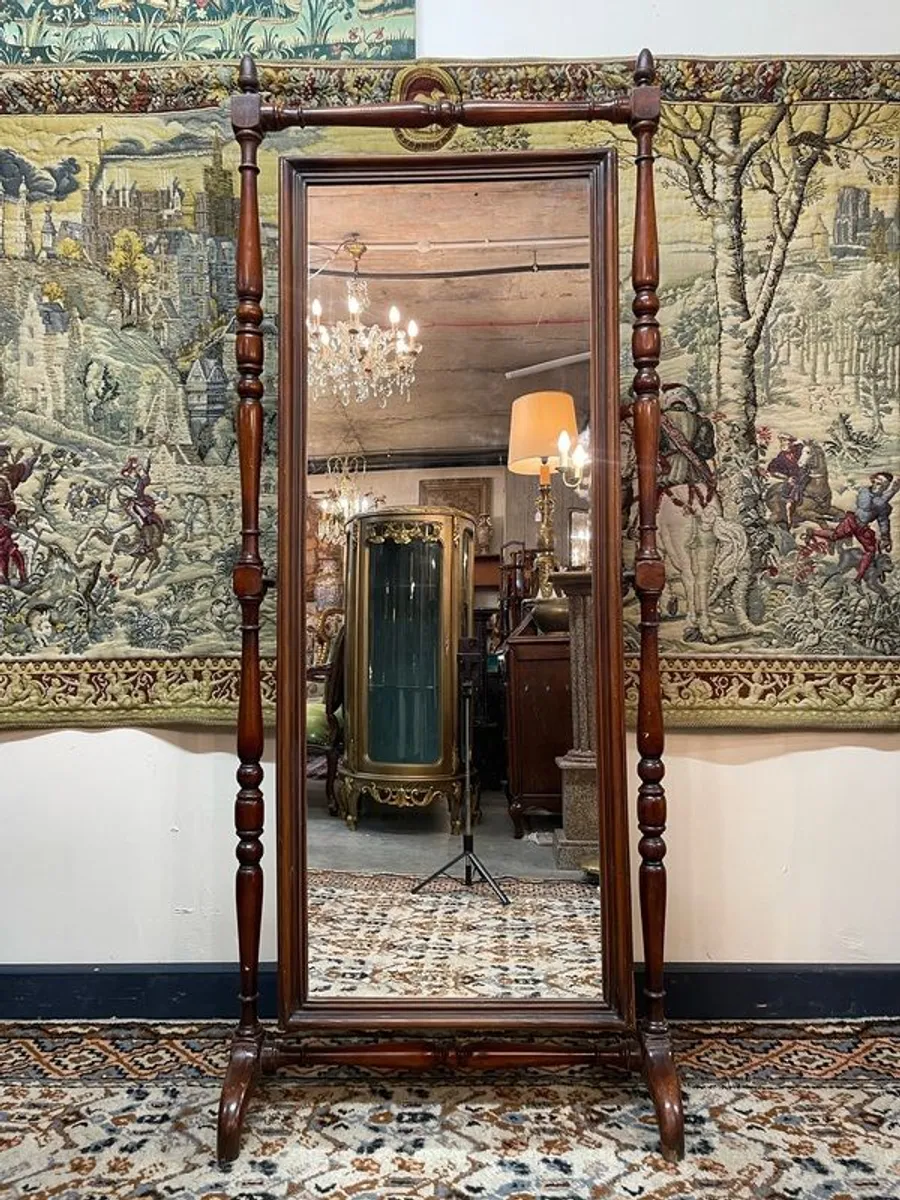 Victorian Mahogany Cheval Mirror. - Image 1
