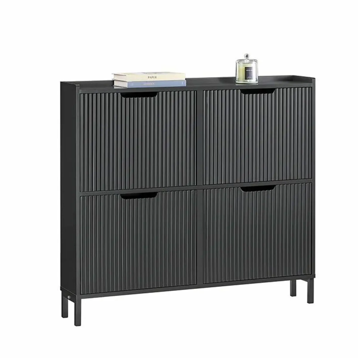 Modern Shoe Cabinet 4 Door Slim Storage Unit with - Image 2