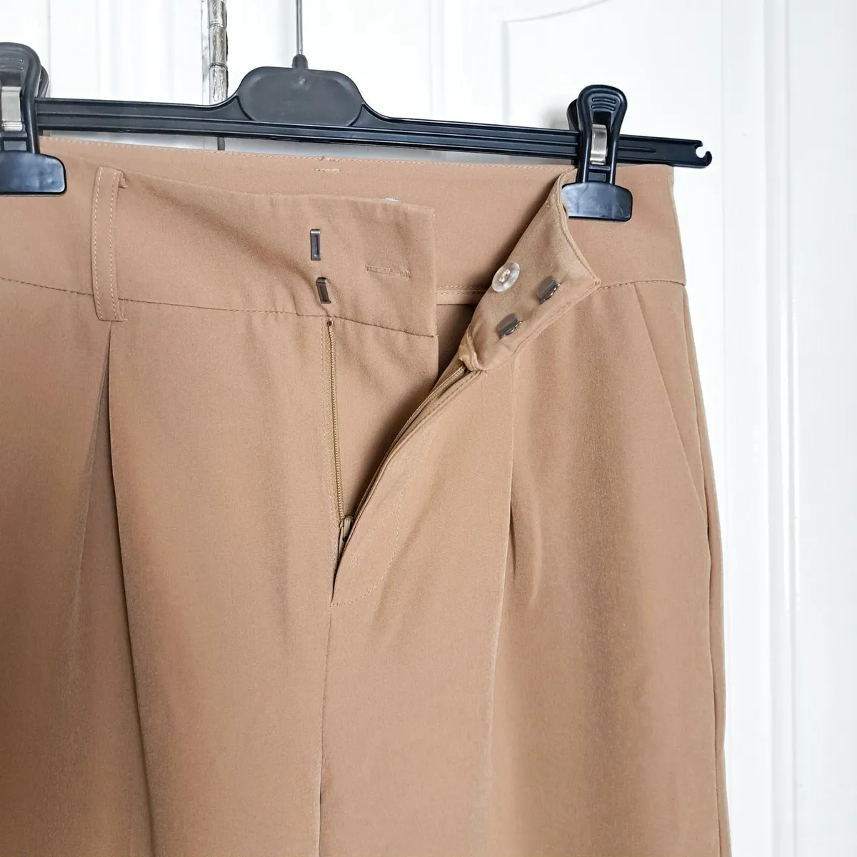 Ichi Beige Brown High Waist Straight Trousers 8UK - Image 4