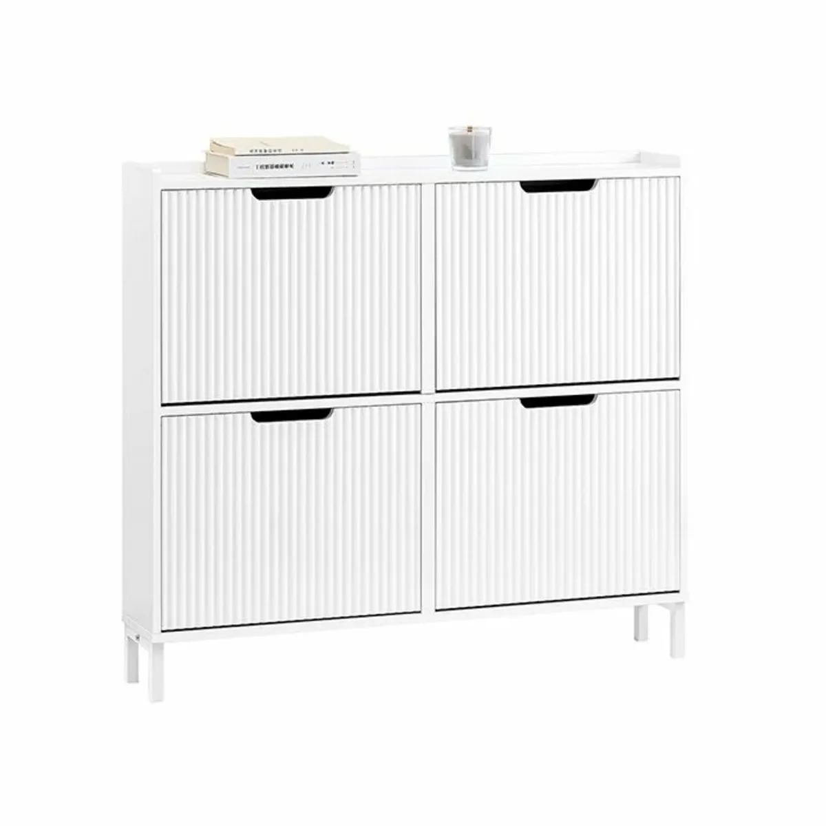 Modern Shoe Cabinet 4 Door Slim Storage Unit - Image 3