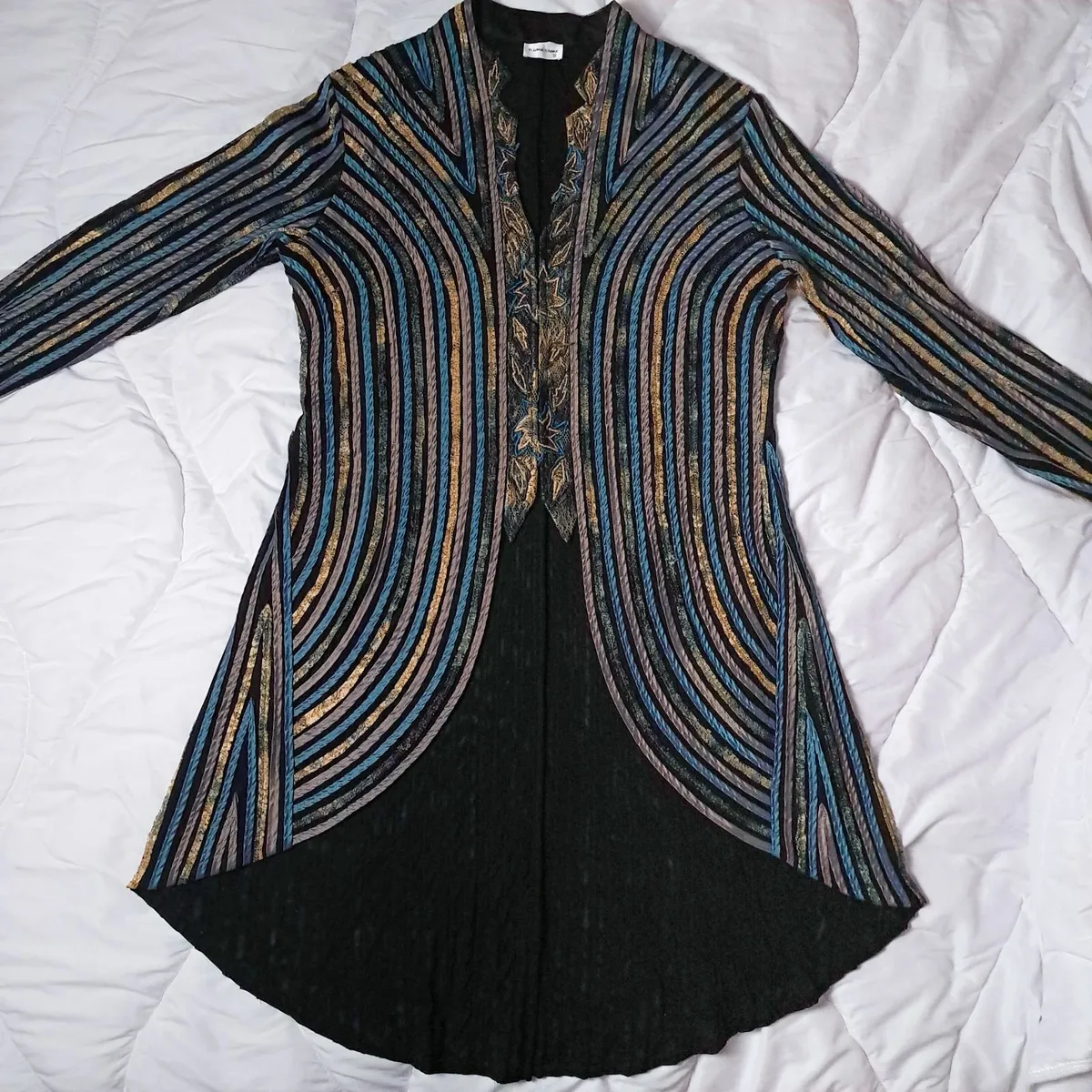 Riona Stone Black Green Gold Striped Jacket 18UK - Image 1