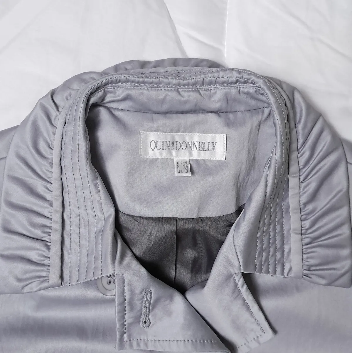 Quinn & Donnelly Grey Blue Trench Coat 14UK - Image 2