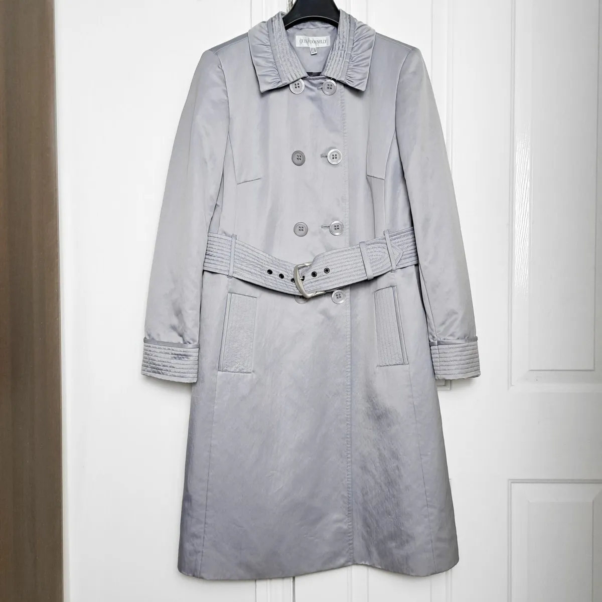 Quinn & Donnelly Grey Blue Trench Coat 14UK - Image 1