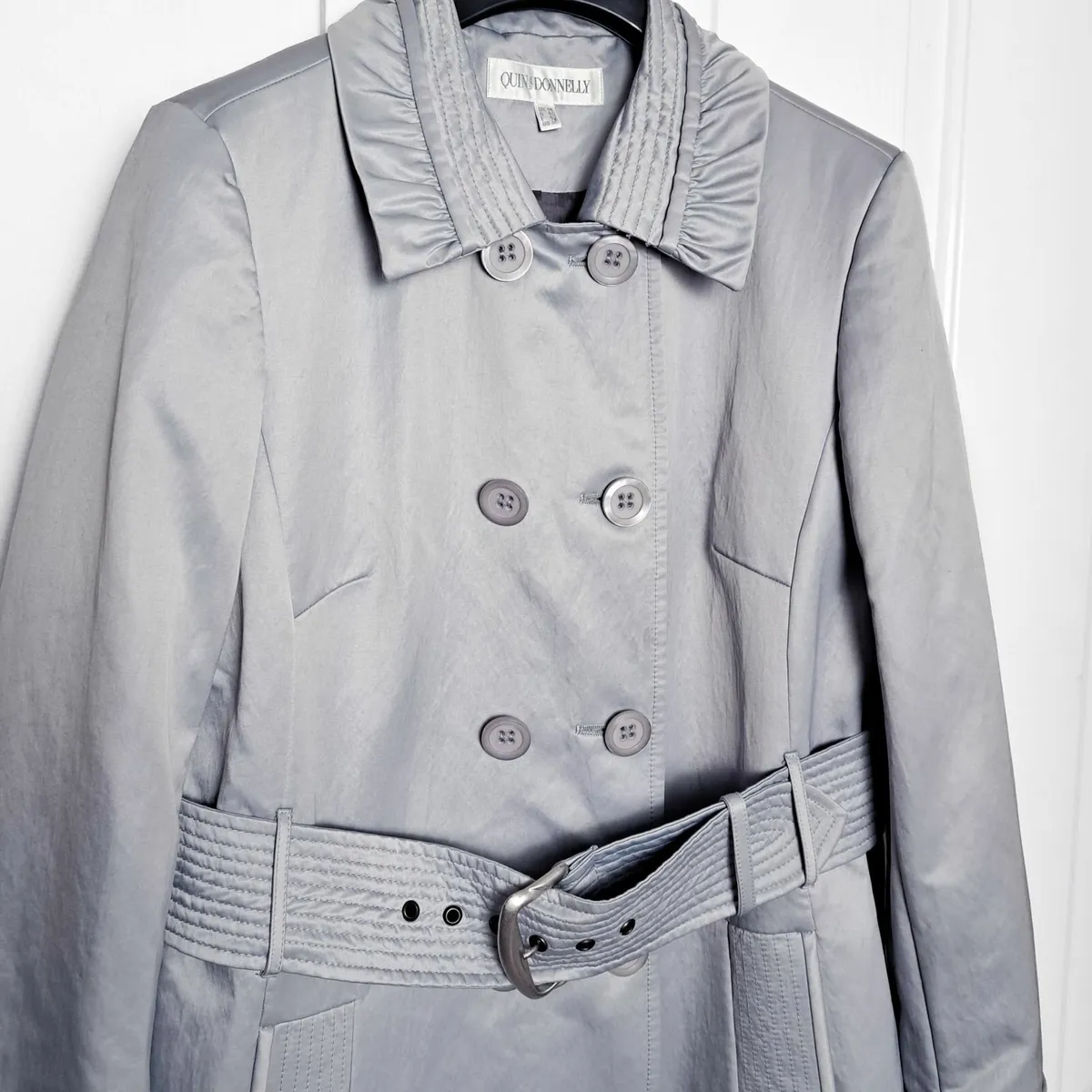 Quinn & Donnelly Grey Blue Trench Coat 14UK - Image 3
