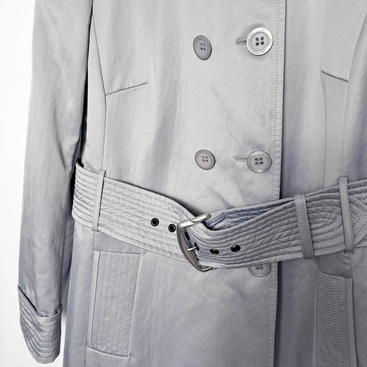 Quinn & Donnelly Grey Blue Trench Coat 14UK - Image 4