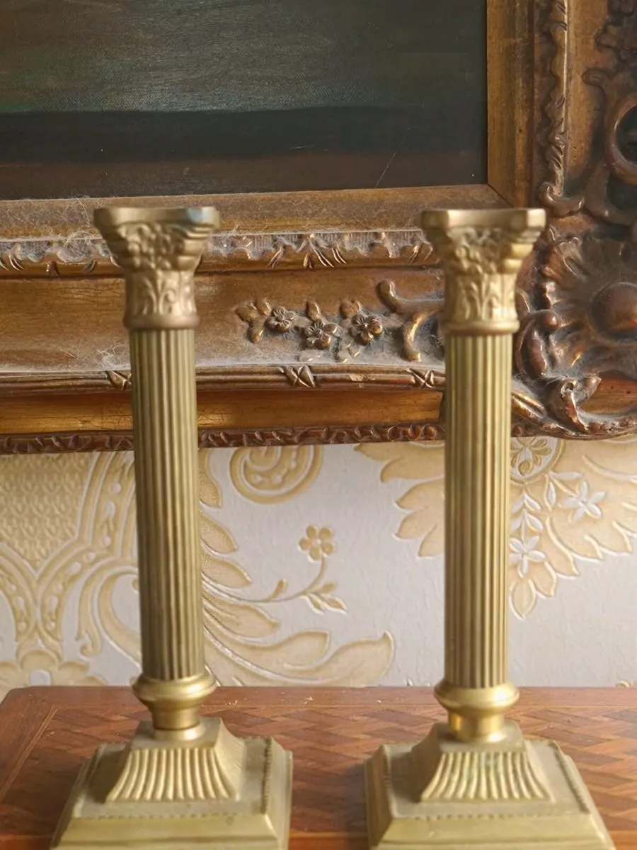 Antique brass column candle holders POSTAGE AVAILA - Image 4