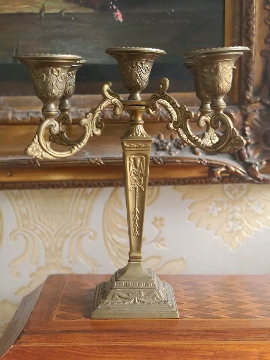 Antique brass candleabra POSTAGE AVAILABLE - Image 2