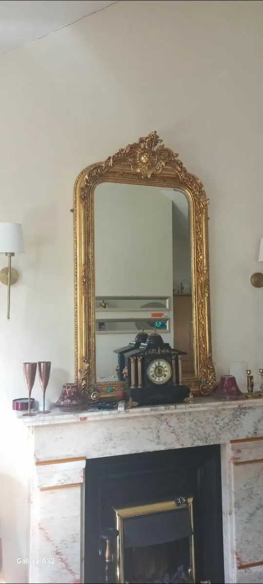 Large Mirror & Vintage Clock - Image 1