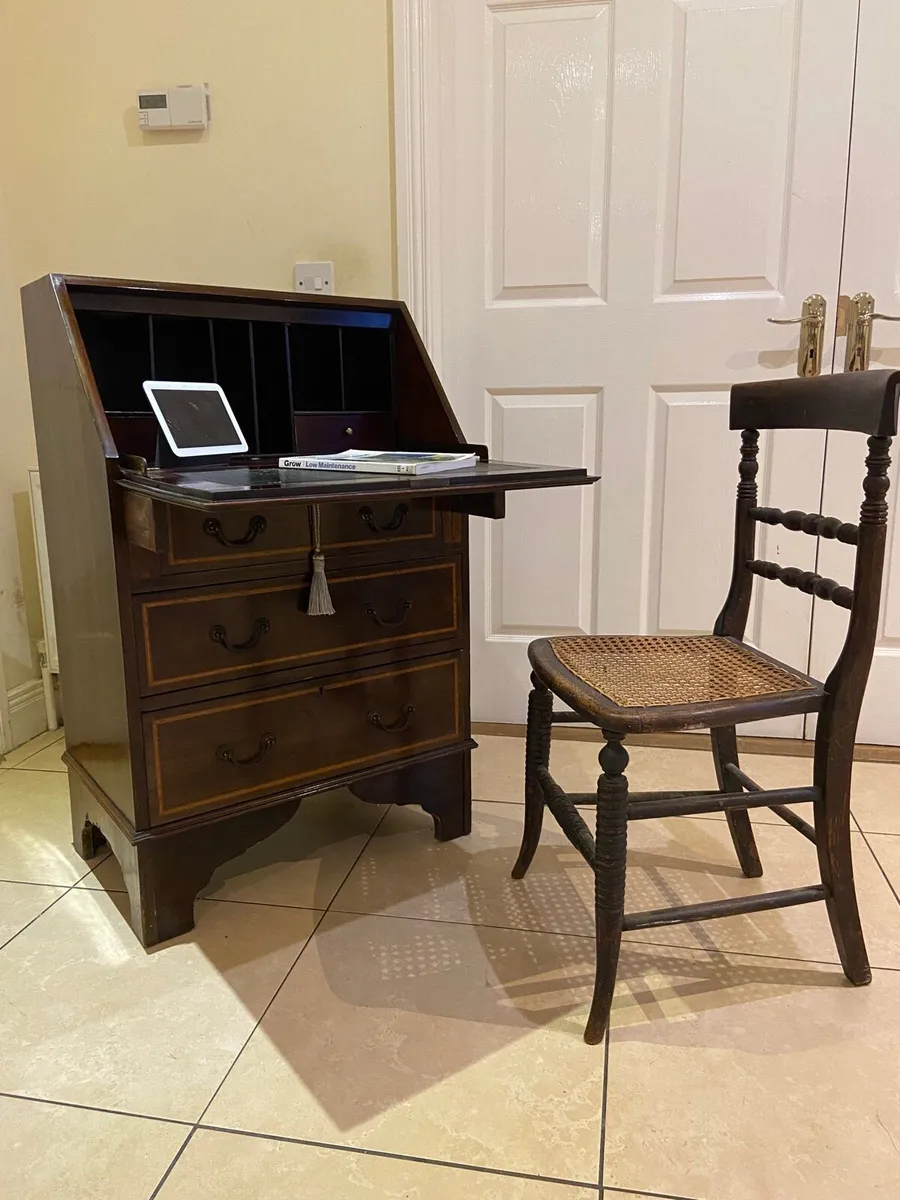Edwardian inlaid slope front writing bureau