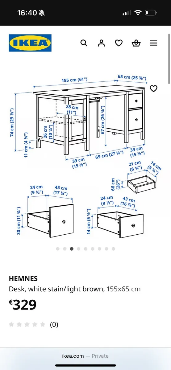 IKEA HEMNES Office Desk – White - Image 1