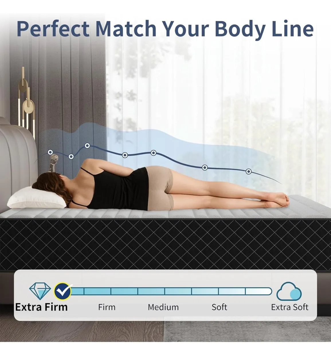 Extra Firm Single Mattress, 25cm Deep Hybrid Mattr - Image 3