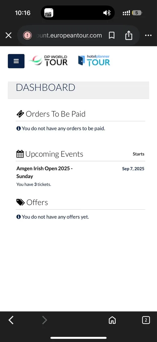 1-3 Irish open Sunday tickets