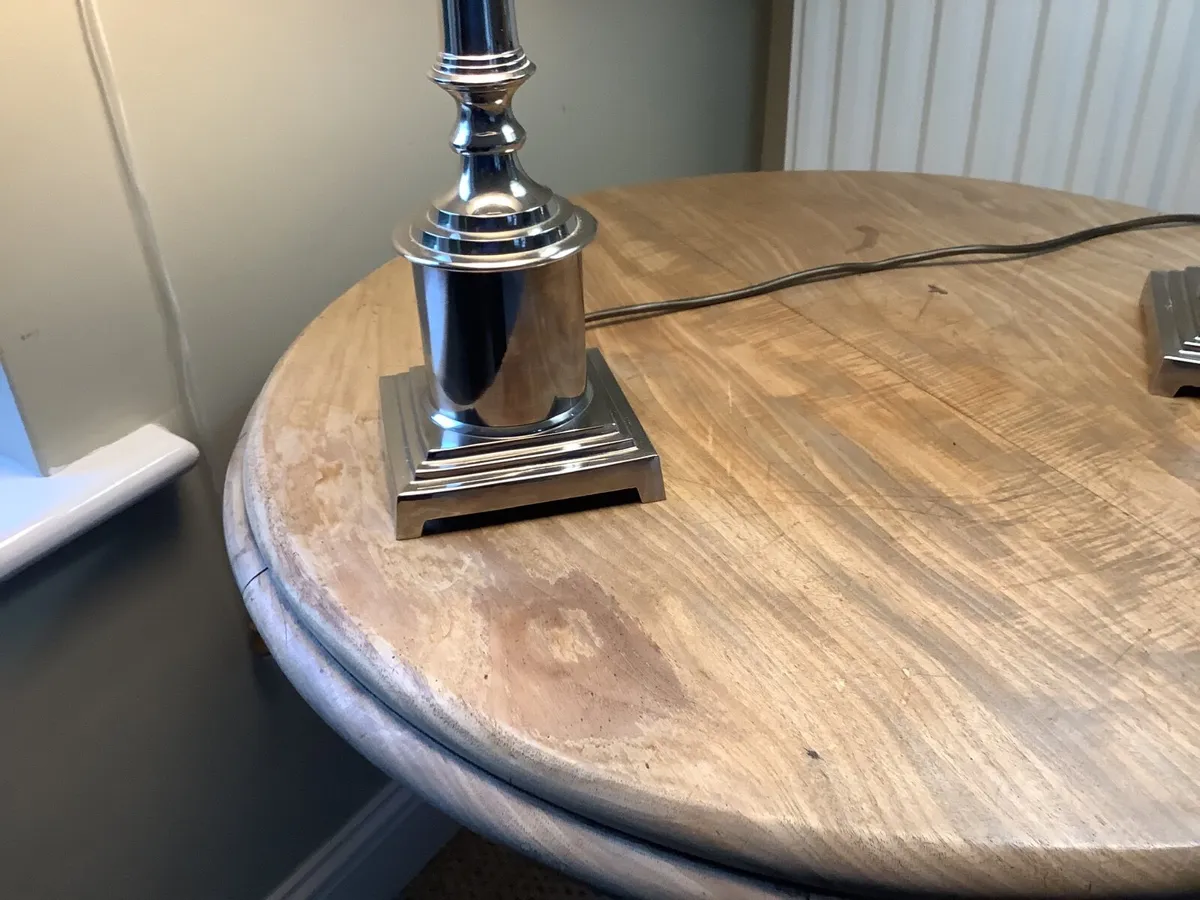 Mid Century Pair of Chrome Pillar - Image 4
