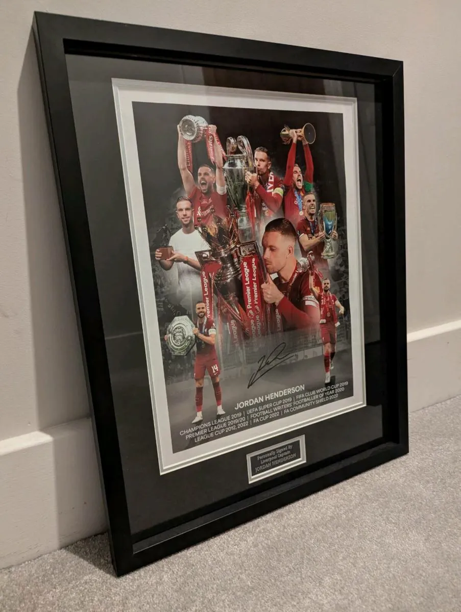 Jordan Henderson Liverpool FC signed 16x12 collage - Image 1