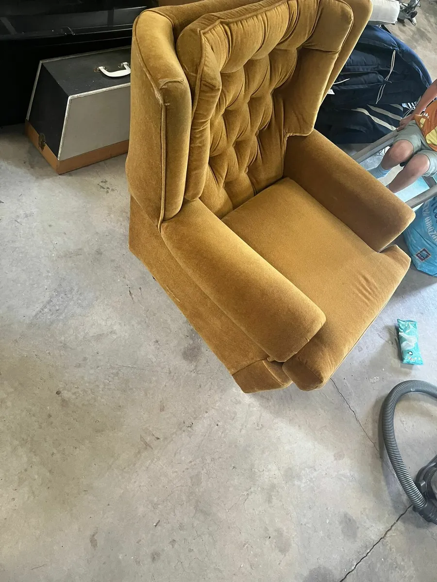 Armchair, velvet wing backed - Image 2