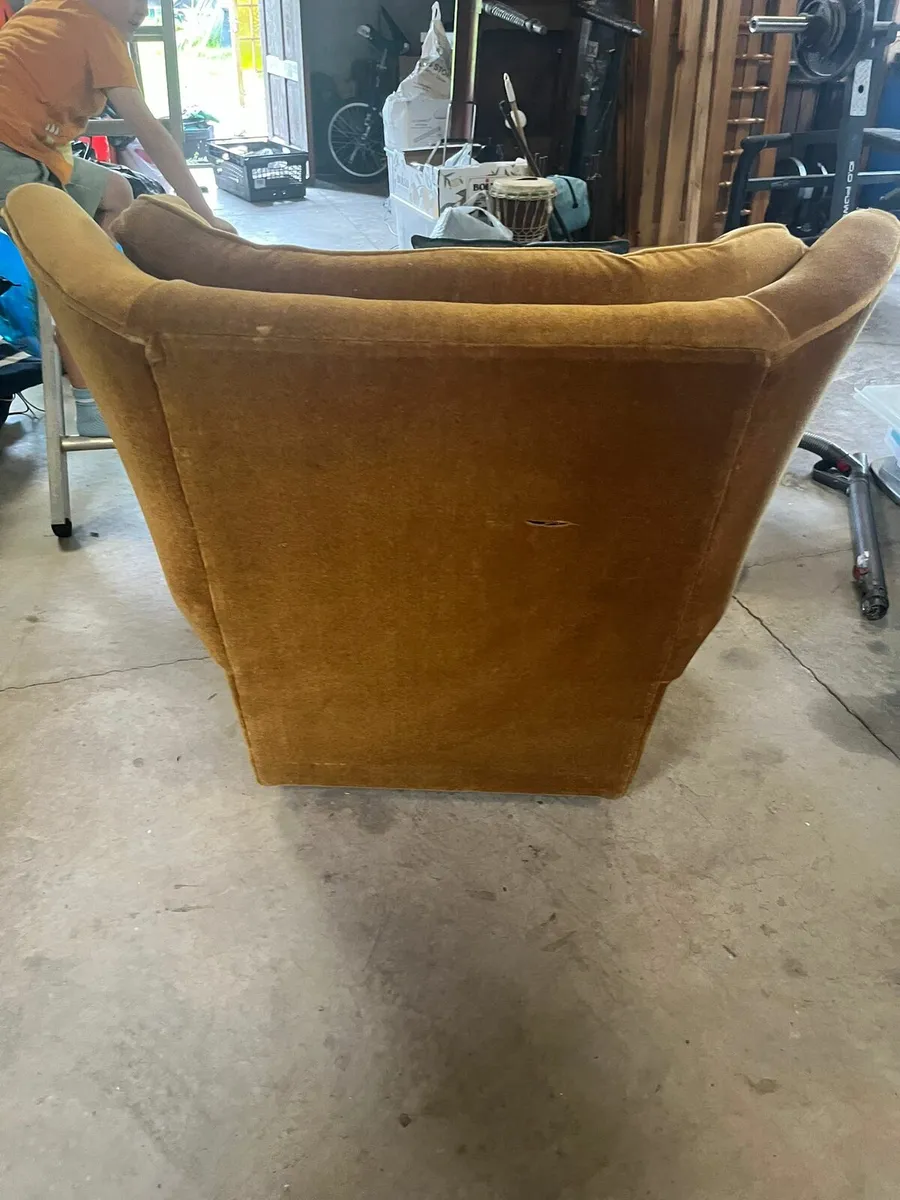 Armchair, velvet wing backed - Image 4
