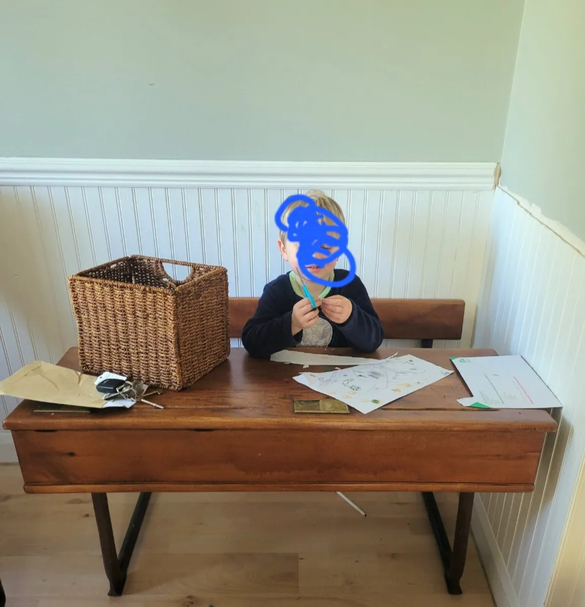Teak Children's School Desk - Image 1