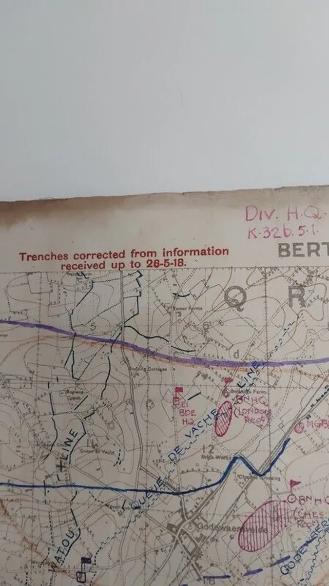 Antique first world war trench map - Image 4
