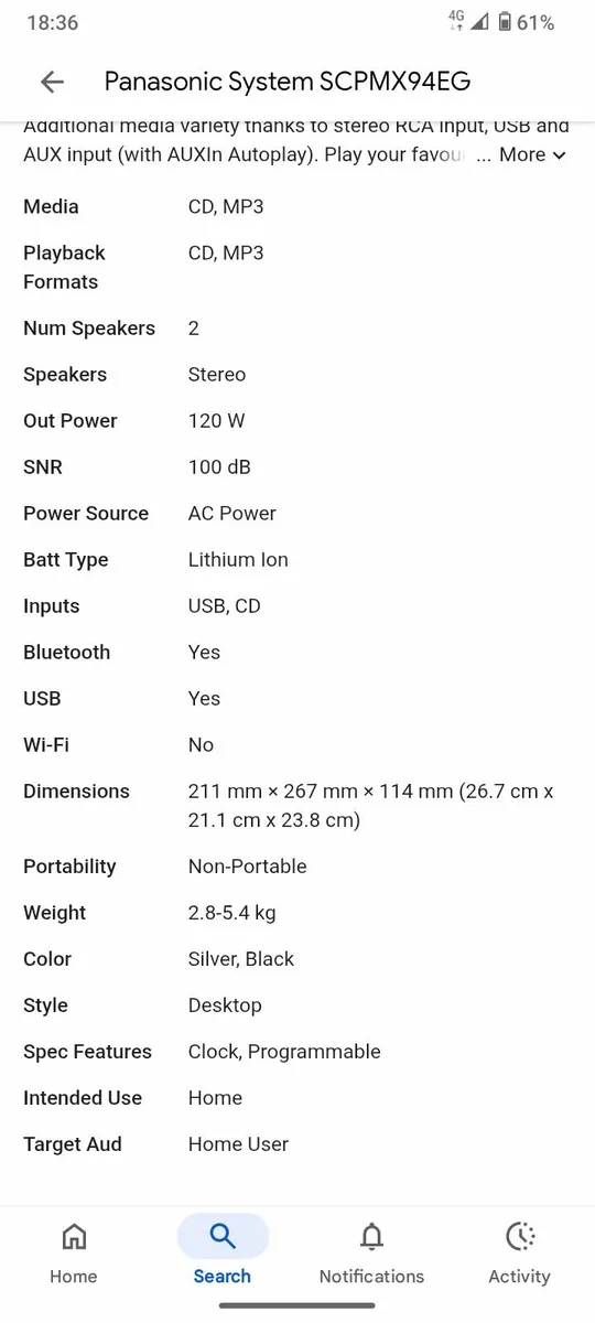 PANASONIC AUDIO SYSTEM 1 MONTH OLD - Image 2
