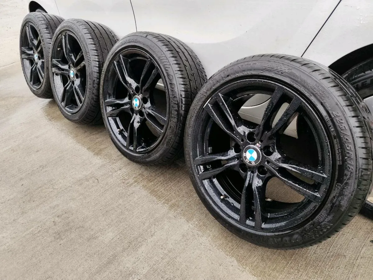 18" BMW M-sport black alloys with nearly new tyres - Image 1