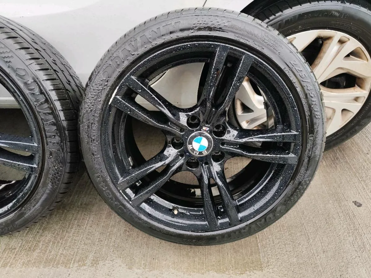 18" BMW M-sport black alloys with nearly new tyres - Image 2