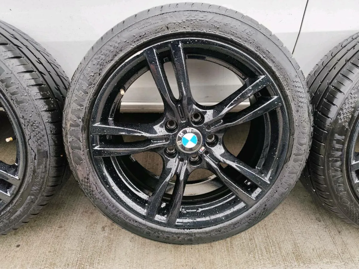 18" BMW M-sport black alloys with nearly new tyres - Image 4