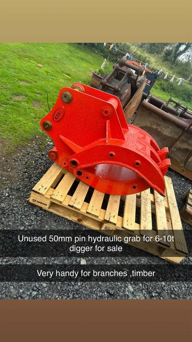 Unused 50mm pin Hydraulic Grab for 6-10t digger - Image 1
