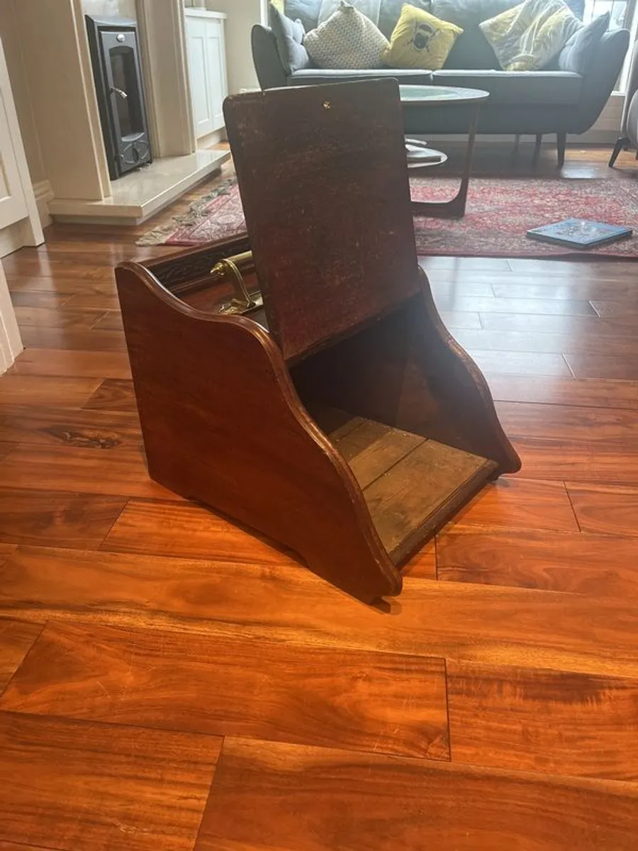 Antique Edwardian coal turf scuttle - fireside box - Image 2
