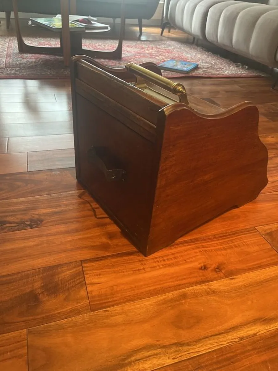 Antique Edwardian coal turf scuttle - fireside box - Image 3