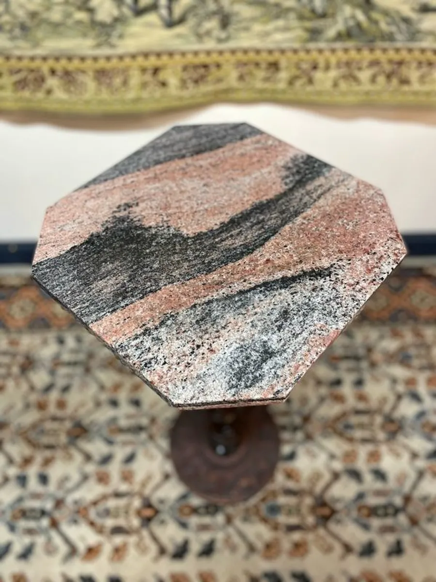 African Carved Stand or Column with Marble Top - Image 2