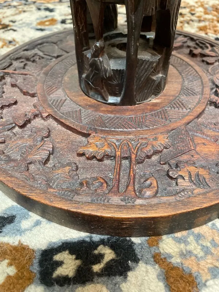 African Carved Stand or Column with Marble Top - Image 4