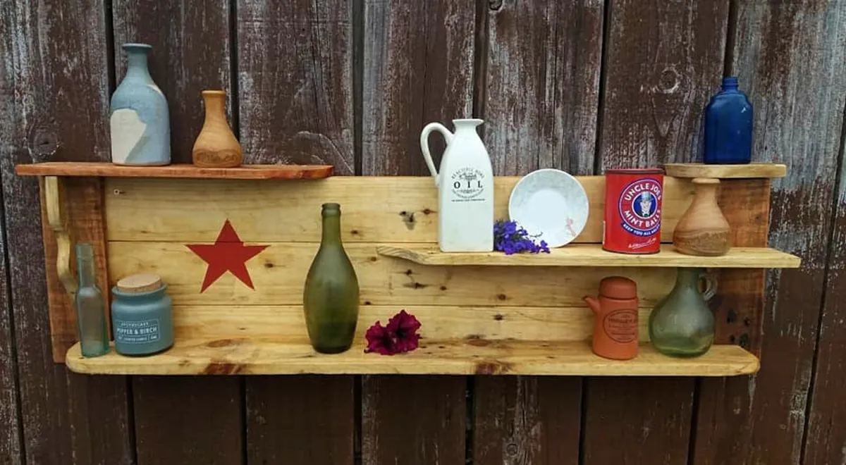 Rustic Floating Staggered Shelf  display - Image 1