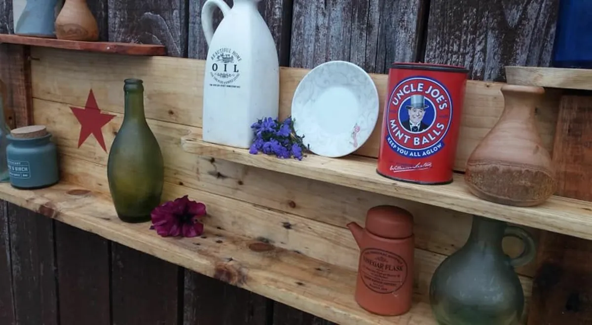 Rustic Floating Staggered Shelf  display - Image 2