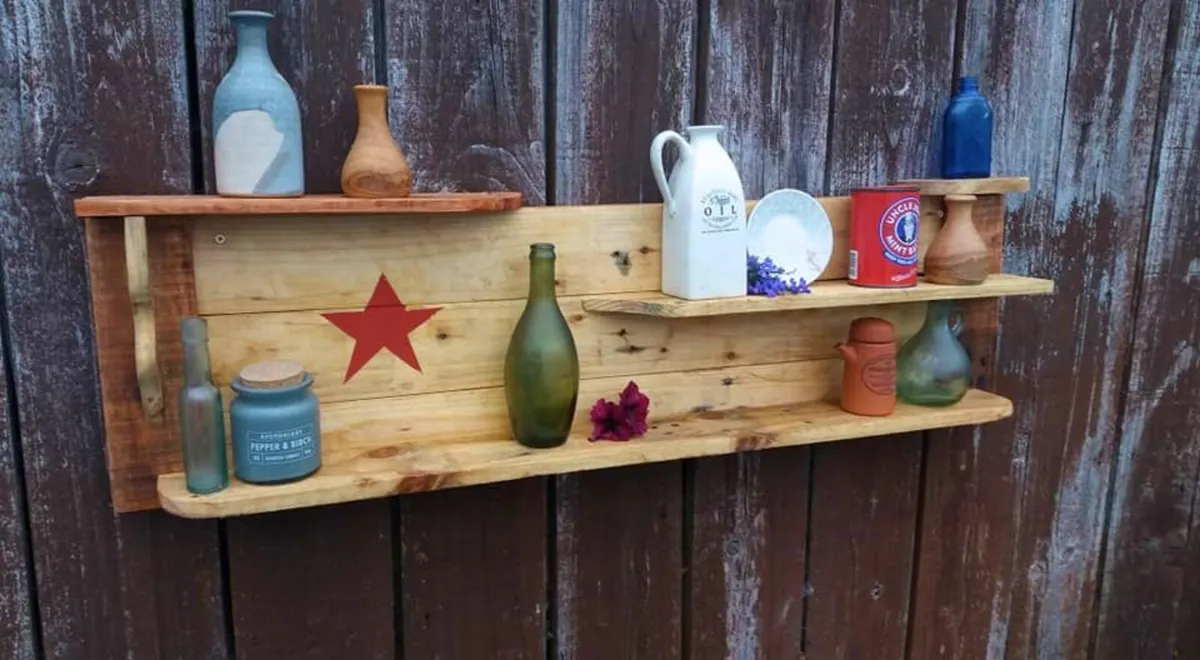 Rustic Floating Staggered Shelf  display - Image 4