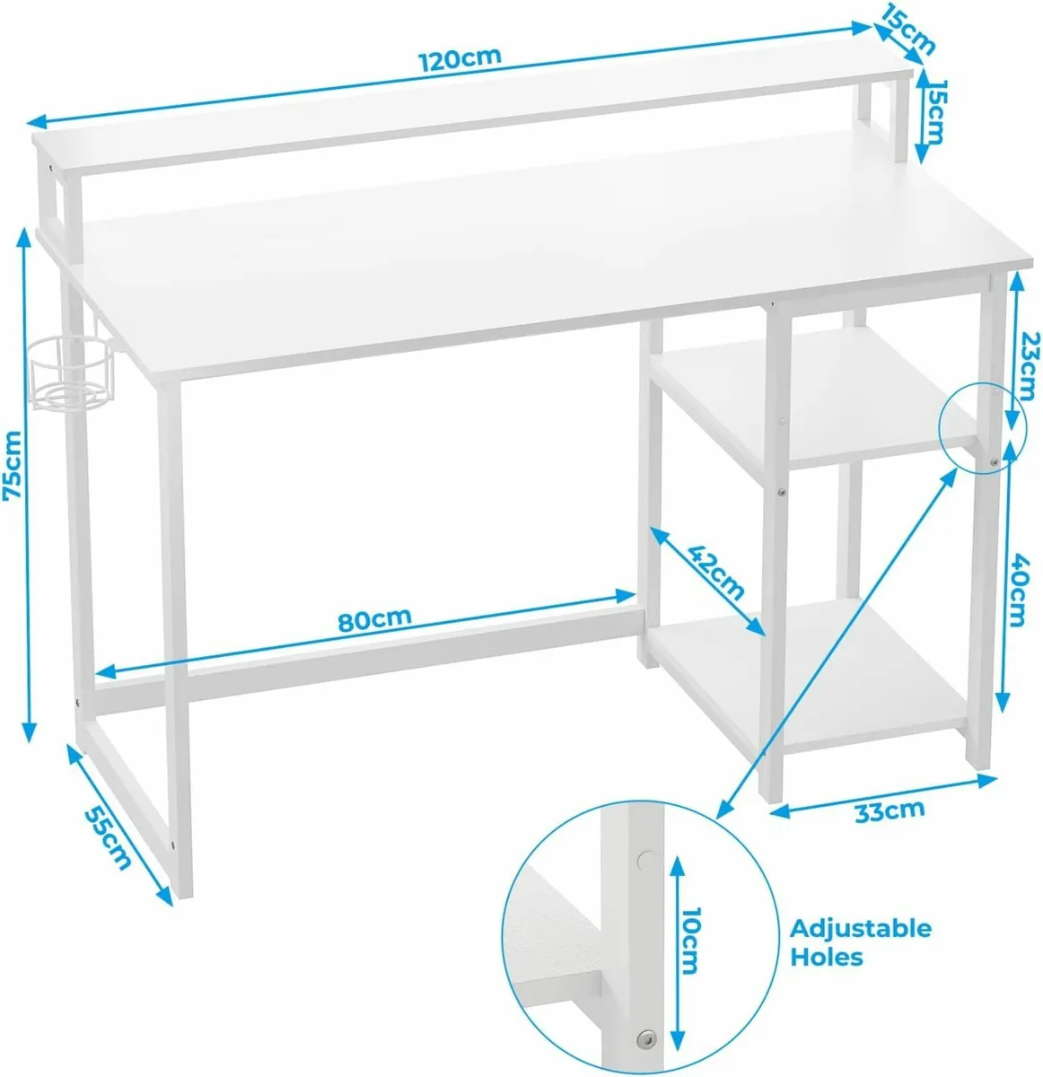 Computer Desk with Full Monitor Stand 120 cm - Image 2