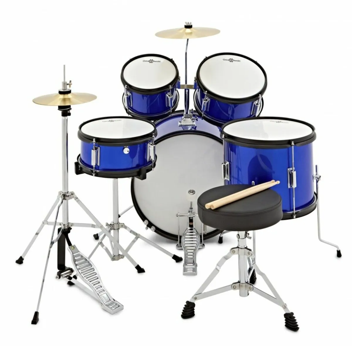 Junior 5 Piece Drum Kit by Gear4music, Blue - Image 1