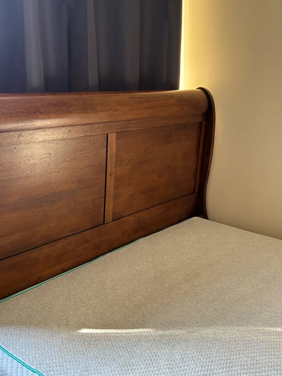 Wooden Double Bed and Mattress - Image 3