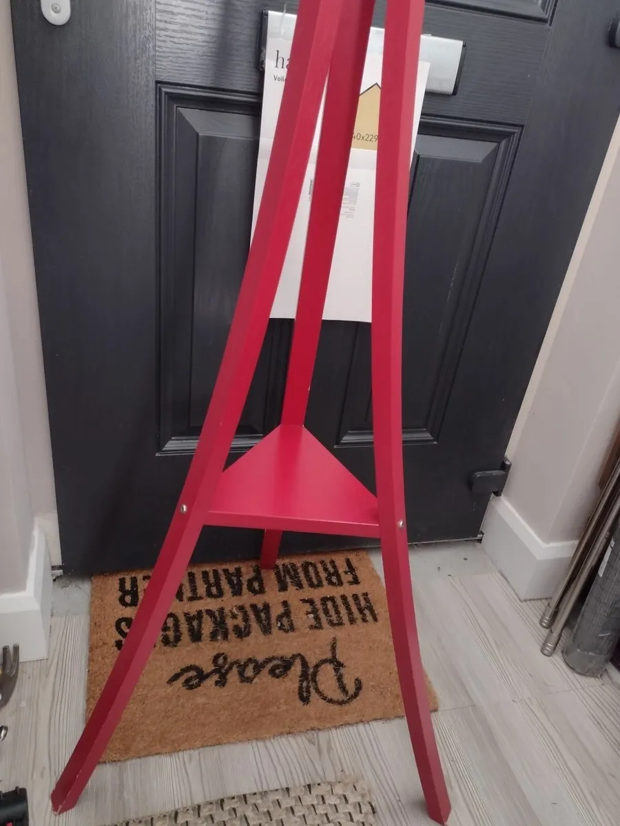 Red wooden retro hall coat stand - Image 3