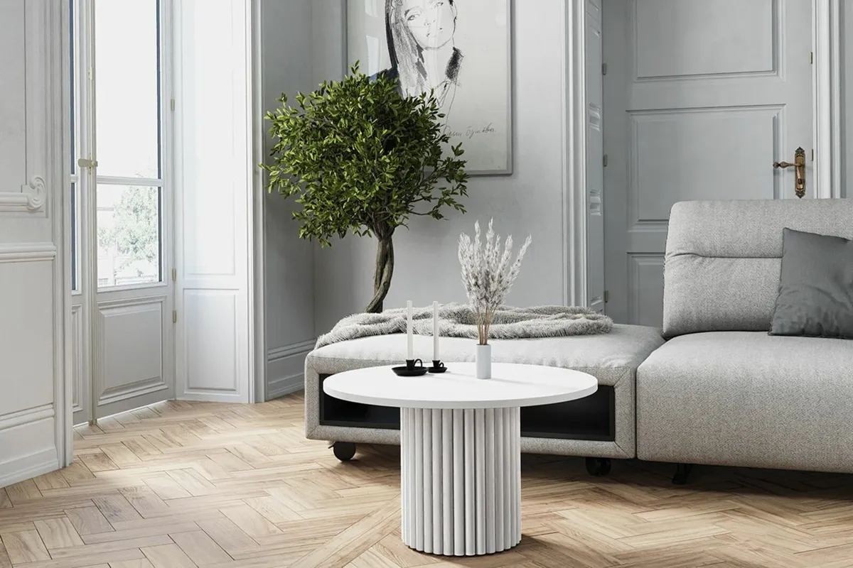 The Luna Modern Coffee Table with Fluted Base - Image 1