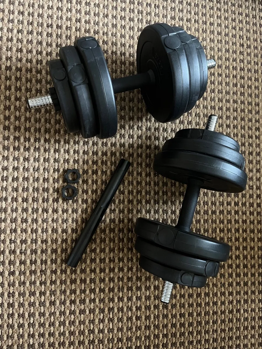 30kg Adjustable Dumbbell Set + Rod & Weight Plates - Image 3
