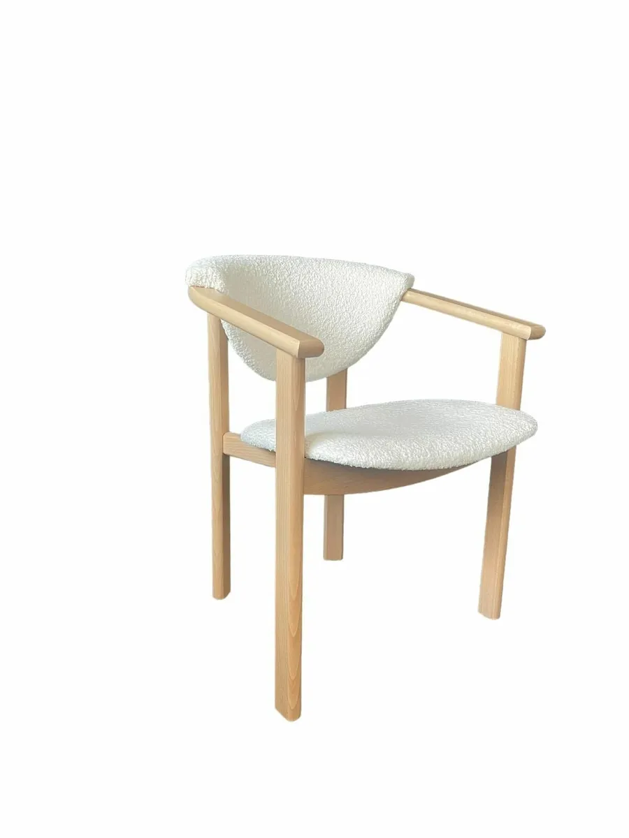 The Orla Bouclé and Natural Wood Dining Chair - Image 3
