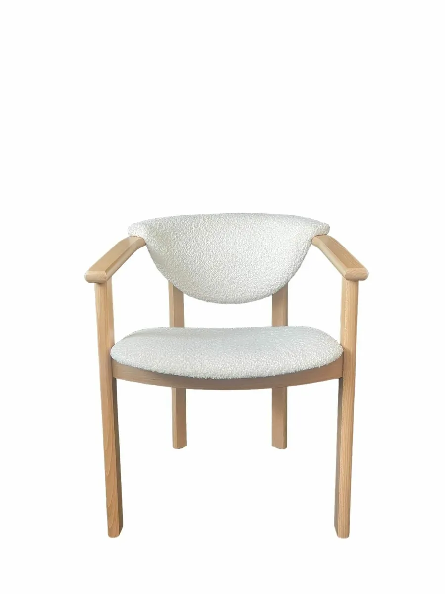 The Orla Bouclé and Natural Wood Dining Chair - Image 4