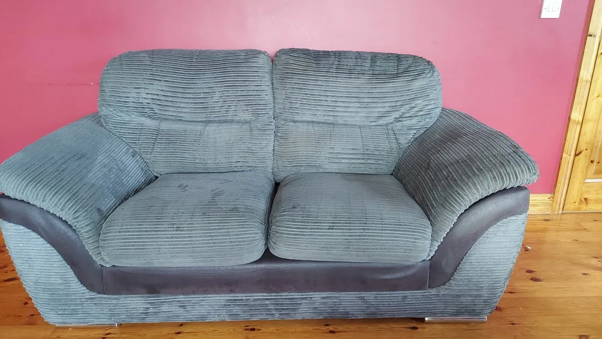 2 x 2 seater grey fabric Couches - Image 3