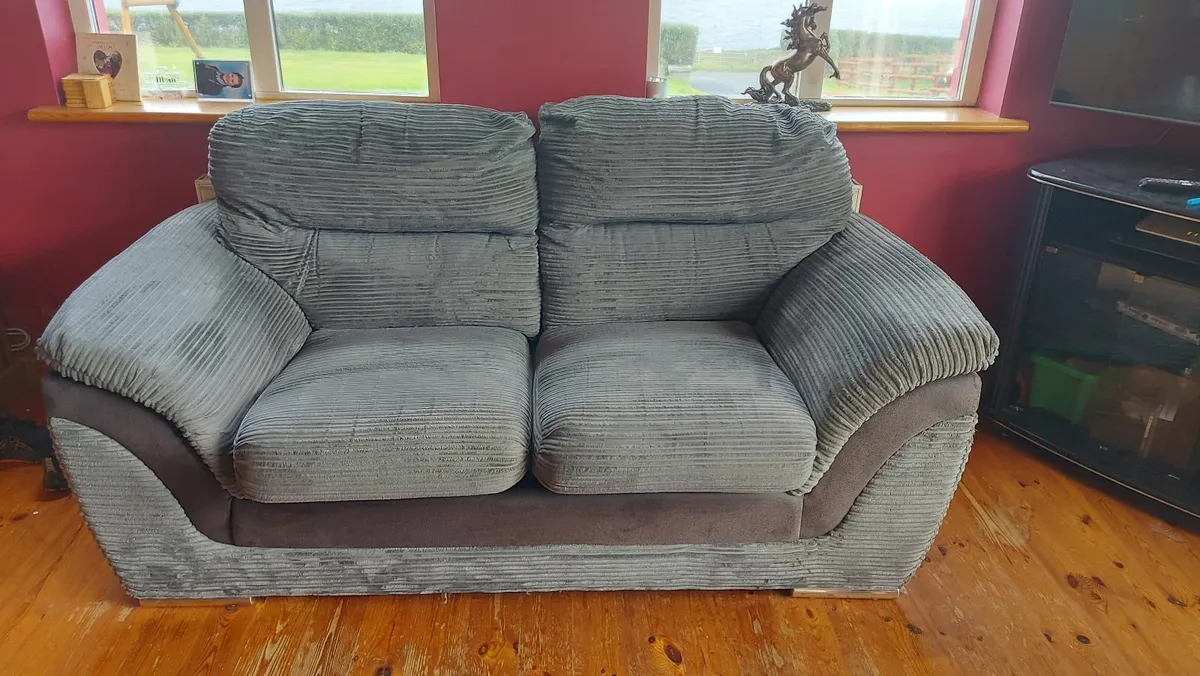 2 x 2 seater grey fabric Couches - Image 4