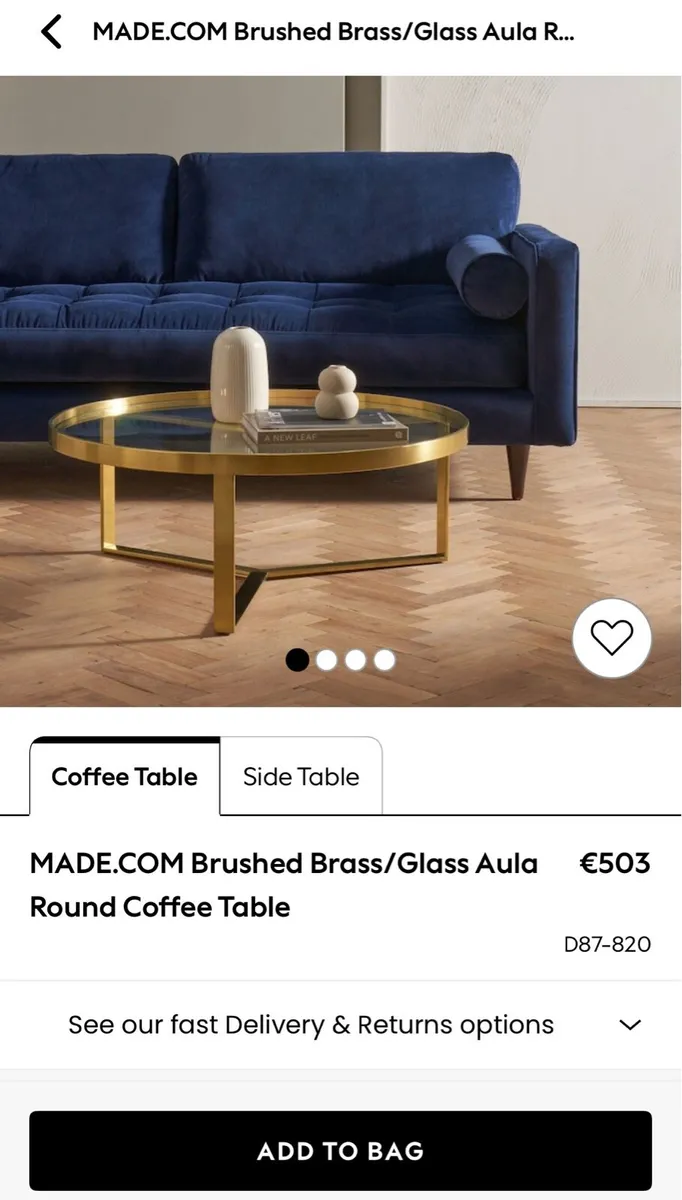 Circular glass brass table - Image 1