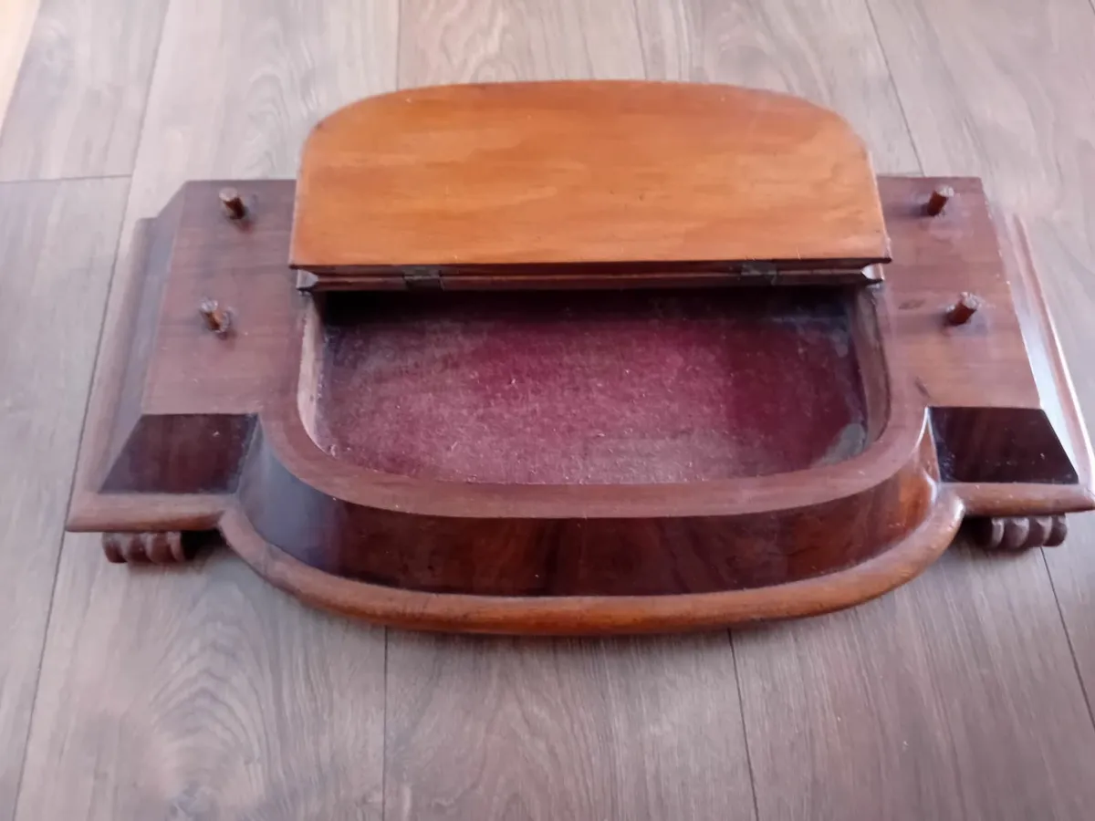 Antique rosewood mirror and jewellery box - Image 3