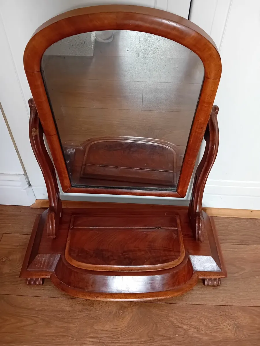 Antique rosewood mirror and jewellery box - Image 4